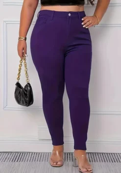 Spring Purple Plus Size Tight Fitting Denim Pants -Plus Size Dresses Shop 000fae531a27bf7a