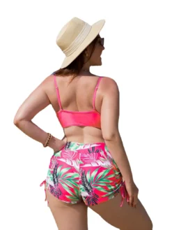 Plus Size Women Bikini Tropical Print Pleated Swimwear Two Pieces -Plus Size Dresses Shop 00244933297a79fb
