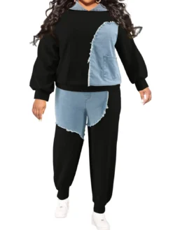 Plus Size Women 's Winter Tops And Pants Washed Denim Suit -Plus Size Dresses Shop 002e4d5245780ebe