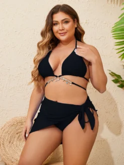 Plus Size Women Diamond Bikini Sexy Lace-Up Swimwear Three-Piece -Plus Size Dresses Shop 00f42b08f70e6bbe