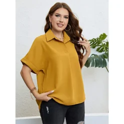 Women Summer Polo Collar Shirt -Plus Size Dresses Shop 00f9ae865b5ff64b