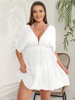 Plus Size Women Sexy Backless Pleated Dress -Plus Size Dresses Shop 01c5b6b92583eb7d