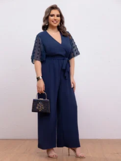 Women Sexy Bow Tie Loose Jumpsuit -Plus Size Dresses Shop 01f9b09dc4cf3d2b