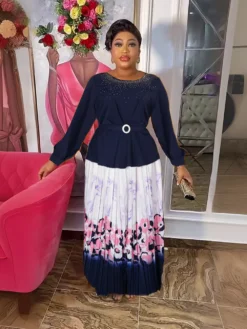 Plus Size African Women Chic Top+ Printed Pleated Skirt Two-piece Set -Plus Size Dresses Shop 02566c804131270f