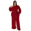 Plus Size Women's Fall New Fashion Casual Print Long Sleeve Jumpsuit -Plus Size Dresses Shop 025a0af7c0d73189
