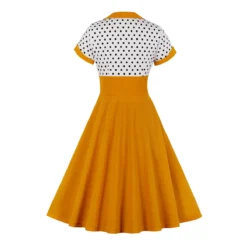 Plus Size Polka Dot Square Neck Vintage Slim Waist Short Sleeve High Waist Swing Dress -Plus Size Dresses Shop 02e487b33c888464