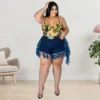 Plus Size Women's Sexy Fringe Denim Shorts -Plus Size Dresses Shop 03107427c6d38a57