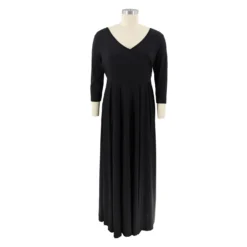 Plus Size Women's Solid Color V-Neck Sexy Long Dress