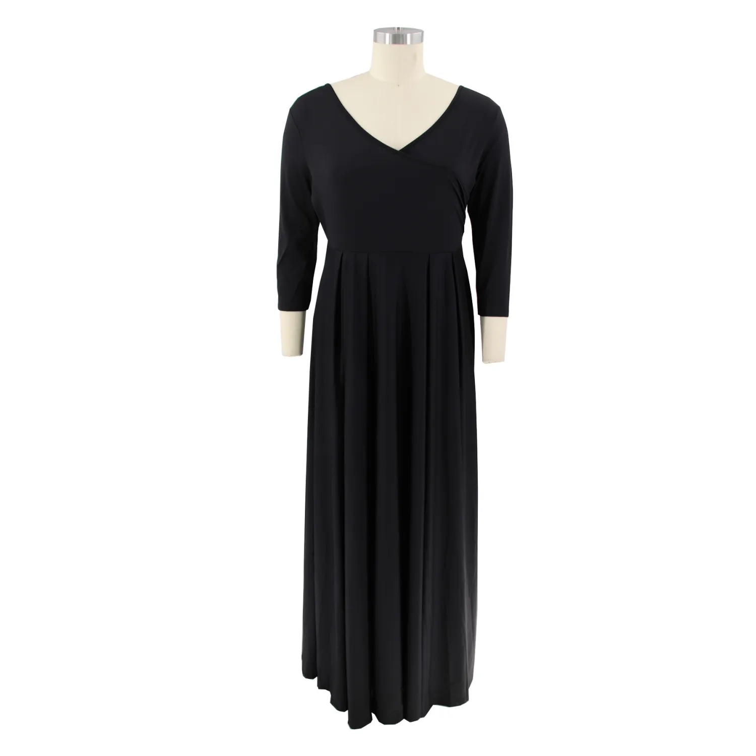 Plus Size Women's Solid Color V-Neck Sexy Long Dress 3 Plus Size Women's Solid Color V-Neck Sexy Long Dress