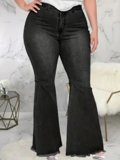 Plus Size Women Stretch Bell Bottom Denim Pants -Plus Size Dresses Shop 0342cbb533bff731