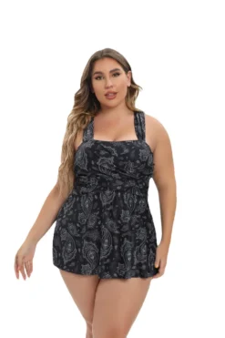 Plus Size Women Black And White Print Dress Swimwear Two Pieces -Plus Size Dresses Shop 035f11d4a954f52b