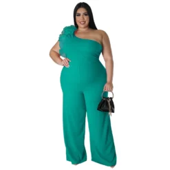 Plus Size Ladies One Shoulder Mesh Wide Leg Pants -Plus Size Dresses Shop 036dead64a981aa2
