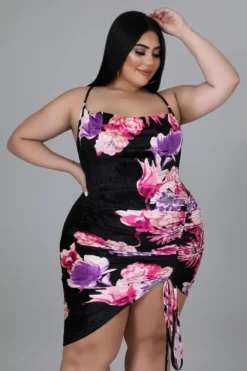 Plus Size Women Printed Sling Bodycon Dress