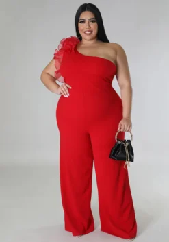 Plus Size Ladies One Shoulder Mesh Wide Leg Pants -Plus Size Dresses Shop 03a00c12b852d455