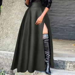 Plus Size Women Pu-Leather Zipper Slit Skirt -Plus Size Dresses Shop 03aca194898d213e