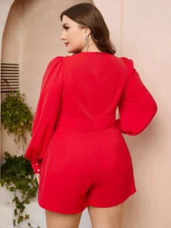 Plus Size WomenV-Neck Long Sleeve Jumpsuit -Plus Size Dresses Shop 03ec5b22917b5972