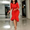 Plus Size Women Sexy Three Quarter Sleeve Mermaid Dress -Plus Size Dresses Shop 03f105d569518011
