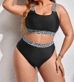 Plus Size Leopard Patchwork Bikini Two-Piece Set -Plus Size Dresses Shop 0461a846aff75e16