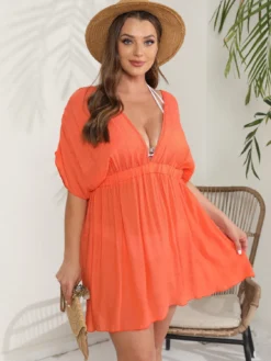 Plus Size Women Sexy Backless Pleated Dress -Plus Size Dresses Shop 05e6dbea1db94b8e