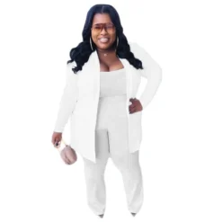 Spring Plus Size Fashion Women's Sexy Solid Color Cardigan Tight Fitting Three-Piece Pants Set 19 Spring Plus Size Fashion Women's Sexy Solid Color Cardigan Tight Fitting Three-Piece Pants Set -Plus Size Dresses Shop 063dcc9554af216d
