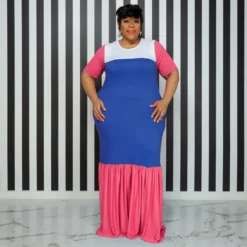 Plus Size Women's Round Neck Short Sleeve Multicolor Patchwork Swing Maxi Dress 25 Plus Size Women's Round Neck Short Sleeve Multicolor Patchwork Swing Maxi Dress -Plus Size Dresses Shop 06d8119b801cff7f
