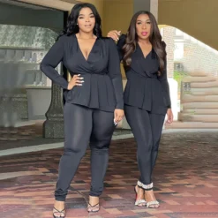 Africa Plus Size Women's Deep V Neck Long Sleeve Pencil Pant Set 24 Africa Plus Size Women's Deep V Neck Long Sleeve Pencil Pant Set -Plus Size Dresses Shop 07632cd7c38975ad