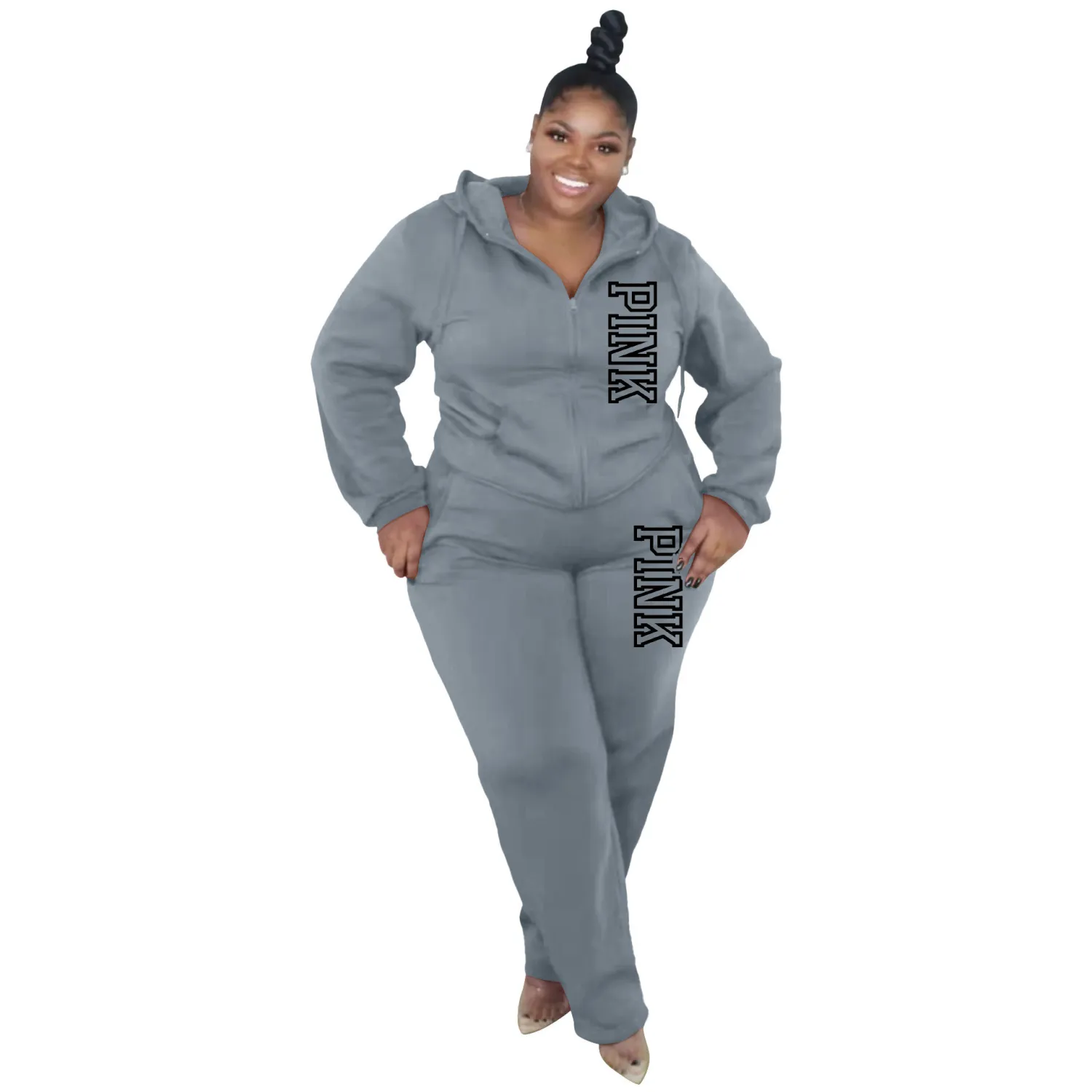 Plus Size Women Casual Solid Hoodies And Pant Two-piece Set 15 Plus Size Women Casual Solid Hoodies And Pant Two-piece Set - Image 13
