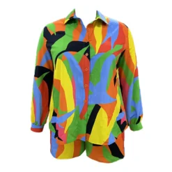 Spring Print Turndown Collar Plus Size Shirt Shorts Casual Ladies Two Piece Set -Plus Size Dresses Shop 07de398739a67371