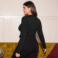 Plus Size Women V Neck Knotted Crossover Crop Top -Plus Size Dresses Shop 089b00602aaa1723