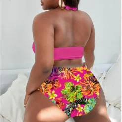 Plus Size Multicolor Ring Print Halter Neck Sexy One Piece Swimsuit 18 Plus Size Multicolor Ring Print Halter Neck Sexy One Piece Swimsuit -Plus Size Dresses Shop 08c8c5ce7a81f273