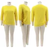 Summer Solid Color Round Neck Ladies T-Shirt Plus Size Irregular Long Sleeve Top -Plus Size Dresses Shop 0939cd3a6bc21f7b
