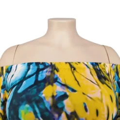 Autumn Plus Size Printed Yellow Off Shoulder Puff Sleeve Top And Maxi Skirt Set -Plus Size Dresses Shop 09583d399f069748