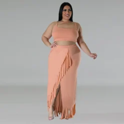 Plus Size Women's Tassel Irregular Sleeveless Two Piece Skirt Set 25 Plus Size Women's Tassel Irregular Sleeveless Two Piece Skirt Set -Plus Size Dresses Shop 09a355c5b2836115