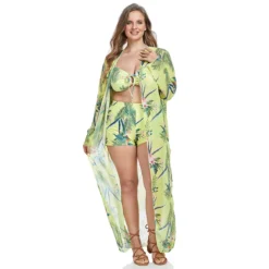 Plus Size Women Bikini Print Beach Sun Protection Top Top Swimwear Three-Piece -Plus Size Dresses Shop 0a040c026fd5d75f