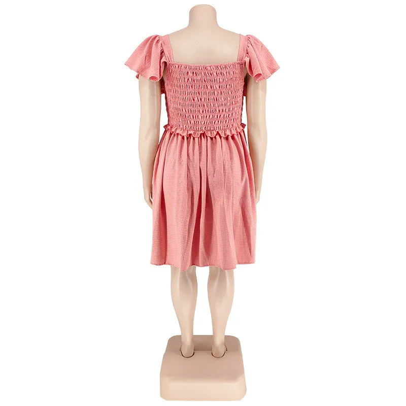 Plus Size Summer Women's Off Shoulder Short Sleeve Casual Swing Dress 4 Plus Size Summer Women's Off Shoulder Short Sleeve Casual Swing Dress - Image 2