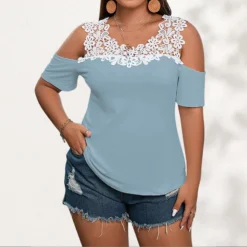 Women's T-shirt Summer Off-the-shoulder Short-sleeved Top -Plus Size Dresses Shop 0a5fbf908543bf5d