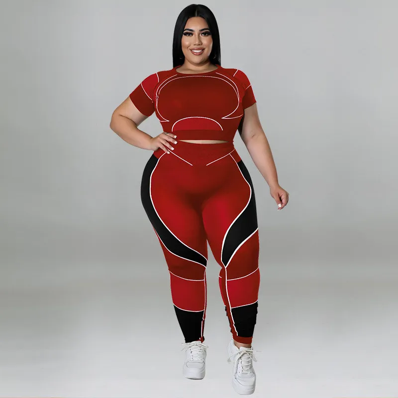 Plus Size Women's Sports Tight Fitting Yoga Two Piece Pants Set 17 Plus Size Women's Sports Tight Fitting Yoga Two Piece Pants Set - Image 15