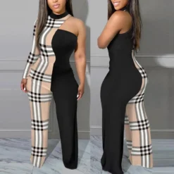 Sexy Contrast Patchwork Fashion Print Jumpsuit -Plus Size Dresses Shop 0bff947ada6fd0d1