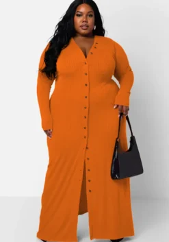 Plus Size Women Long Sleeve Ribbed Slit Dress 27 Plus Size Women Long Sleeve Ribbed Slit Dress -Plus Size Dresses Shop 0c323a5439473c65