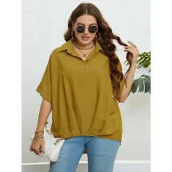 Women's Summer V Neck Slim Fit Half Sleeves Plus Size Top -Plus Size Dresses Shop 0cb0aa655a38bcb3