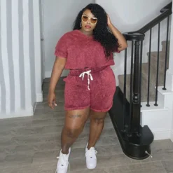 Plus Size Women Print Stretch Short Sleeve Top And Shorts Casual Two Piece Set 16 Plus Size Women Print Stretch Short Sleeve Top And Shorts Casual Two Piece Set -Plus Size Dresses Shop 0d0495a519af5987