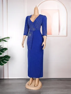 Plus Size Africa Women Irregular Beaded Beaded V-Neck Dress -Plus Size Dresses Shop 0e17dc59b025f09d