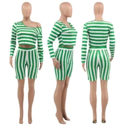Women's Spring Striped Off Shoulder Long Sleeve Fashion Plus Size Casual Set -Plus Size Dresses Shop 0e41a25a3effe1a3
