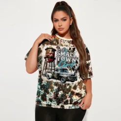 Women's Fashion Plus Size Casual Print Round Neck Short Sleeve T-Shirt -Plus Size Dresses Shop 0e5262be2ef518e3