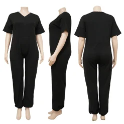 Spring Plus Size Women'S Solid Short Sleeve V-Neck Jumpsuit -Plus Size Dresses Shop 0e708c89e10e5681