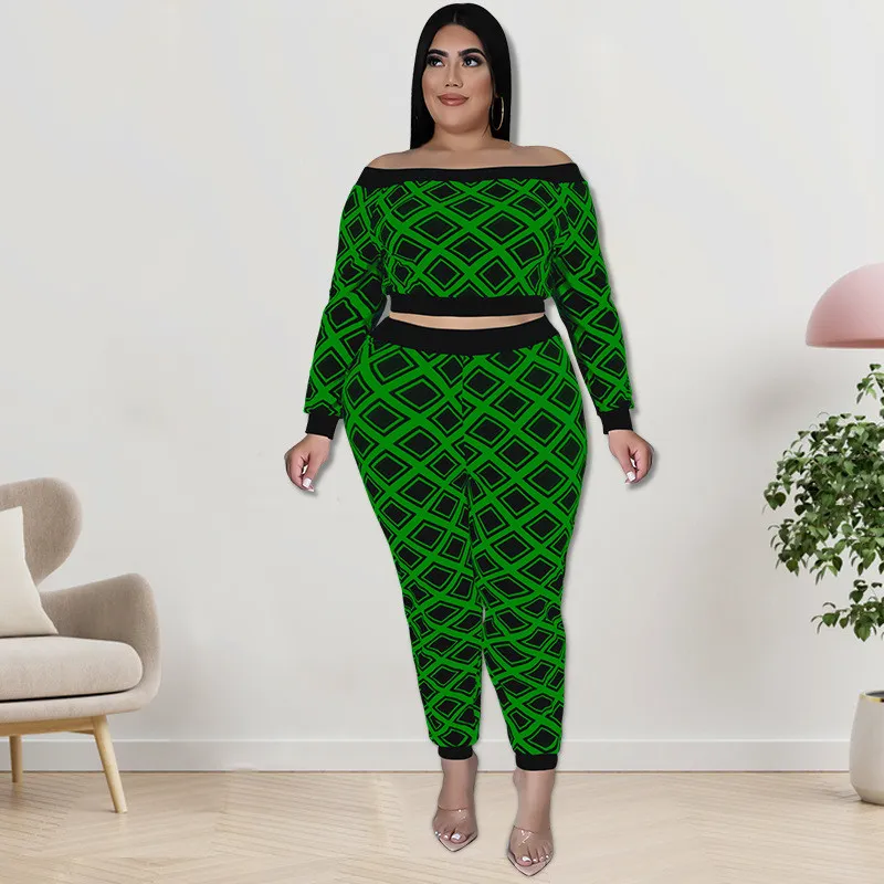 Plus Size Women'S Print Off Shoulder Top And Pants Two Piece Set 10 Plus Size Women'S Print Off Shoulder Top And Pants Two Piece Set - Image 8
