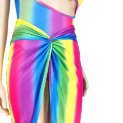 Fashion Plus Size Women's Sexy Rainbow Stripe Cutout One Piece Swimsuit Dress Two-Piece Set -Plus Size Dresses Shop 0ff947505ef7a51e