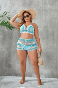 Plus Size Women Cutout Lace-Up Two Pieces Swimwear -Plus Size Dresses Shop 10080d9b13fdca7b