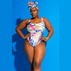 Plus Size Women Graffiti Print One Piece Swimwear -Plus Size Dresses Shop 107025472bd2618a