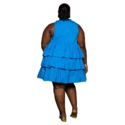 Plus Size Women Summer Solid Button Sleeveless Loose Layered Ruffles Dress -Plus Size Dresses Shop 10cc15f1c58a807f